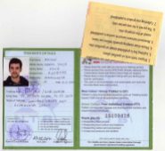 TIMS Card for Solo Trekkers (inside) and Langtang Park Permit (yellow paper)